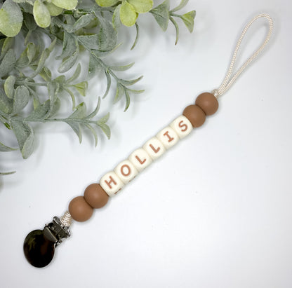 Cream & Camel Name Clip